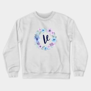 Floral Monogram V Icy Winter Blossoms Crewneck Sweatshirt